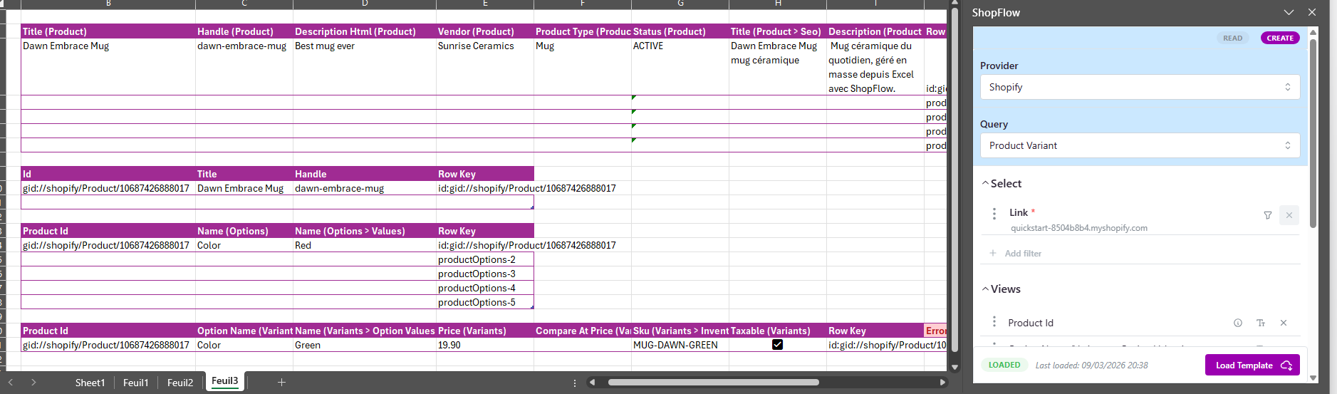 Shopify bulk product and variant creation from Excel with LinkyFlow