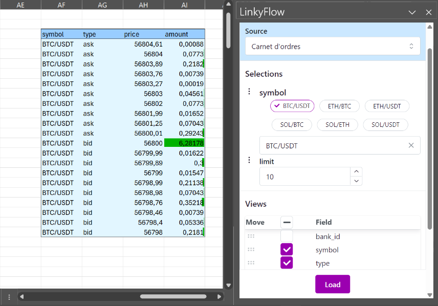 LinkyFlow portfolio dashboard in Excel