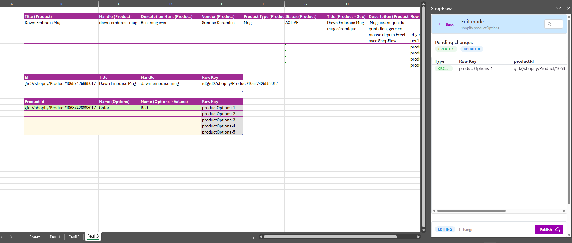 Template Product Option avec une valeur de base